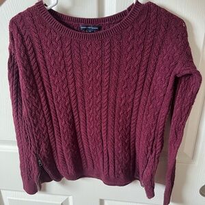 American Eagle Outfitters Maroon Cable Knit Sweater